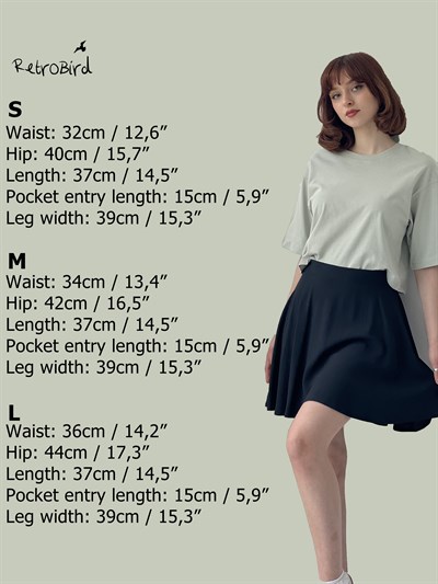 Retrobird Viscose Fabric Mini Black Color Womens Short Skirt