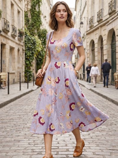 Retrobird Design Matilda Lilac Long Dress