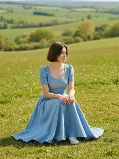 Retrobird Design Matilda Blue Long Dress