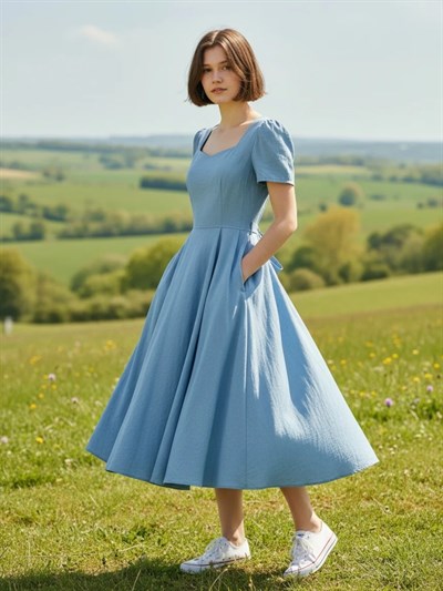 Retrobird Design Matilda Blue Long Dress