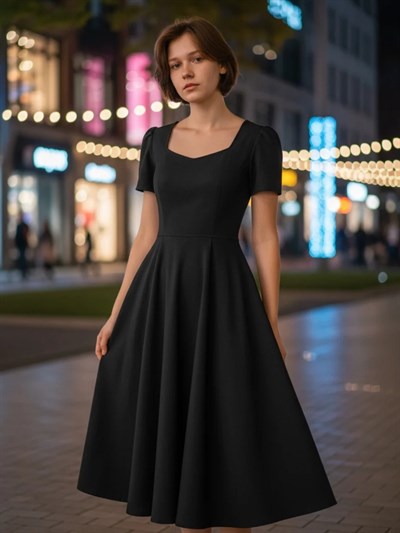Retrobird Design Matilda Black Long Dress