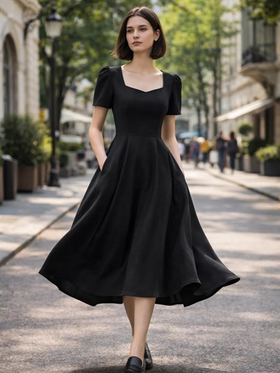 Retrobird Design Matilda Black Long Dress