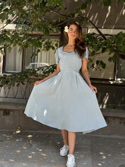 Retrobird Design Matilda Ash Blue Long Dress