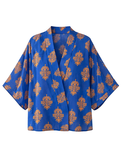 Retrobird Tasarım Mavi Mini Kimono