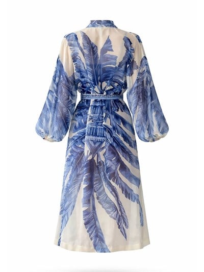 Retrobird Tasarım Mavi Palmera Wrap Kimono