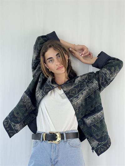 Retrobird Design Seasonal Navy Blue Thin Jacket