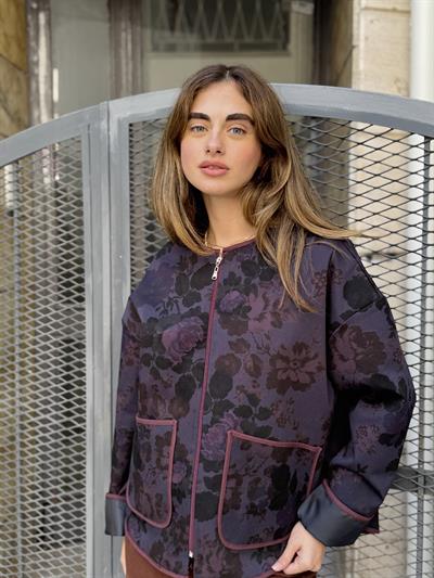 Retrobird Tasarım Mürdüm Mevsimlik İnce Ceket