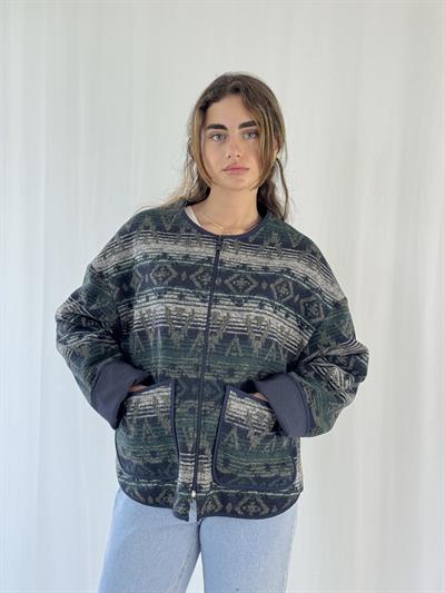 Retrobird Design Seasonal Navy Blue Thin Jacket