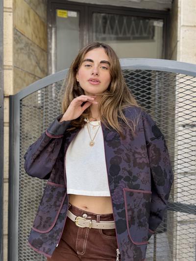 Retrobird Tasarım Mürdüm Mevsimlik İnce Ceket