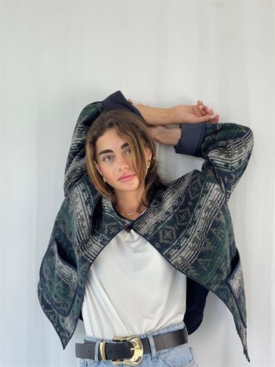 Retrobird Design Seasonal Navy Blue Thin Jacket