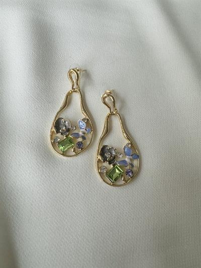 Retrobird Design Mixed Color Brass Retro Model Earrings