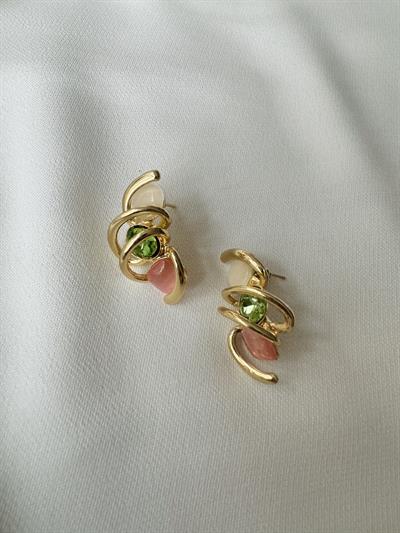 Retrobird Design Colorful Brass Retro Model Earrings