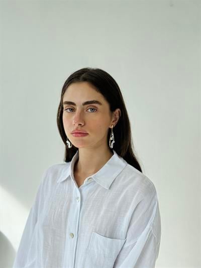 Retrobird Design Enameled Black - White Brass Retro Model Earrings