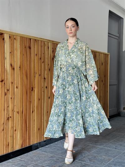 Retrobird Light Green Design Mini Kimono