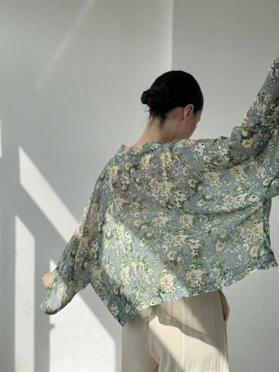 Retrobird Light Green Design Mini Kimono