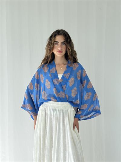 Retrobird Design Blue Mini Kimono