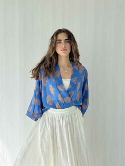 Retrobird Design Blue Mini Kimono