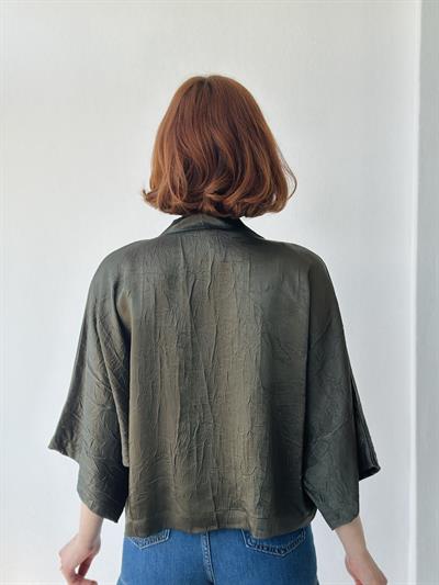 Retrobird Design Dark Green Mini Kimono