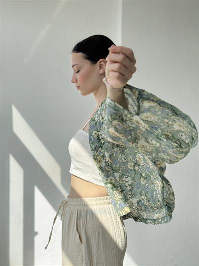 Retrobird Light Green Design Mini Kimono