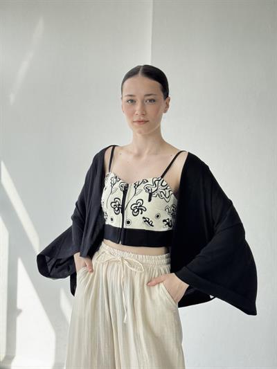 Retrobird Black Design Mini Kimono