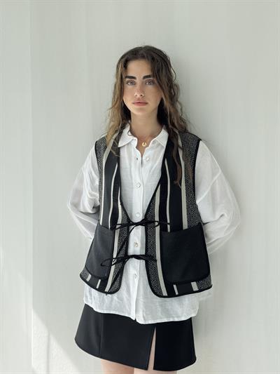 Retrobird Design Lace-Up Front Smoked Vest
