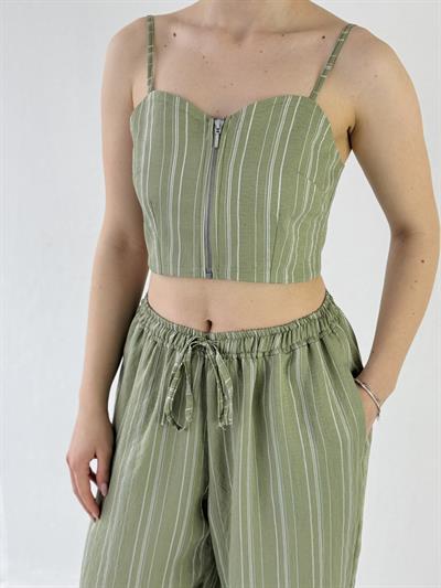 Retrobird Tasarım Önden Fermuarlı Çağla Büstiyer