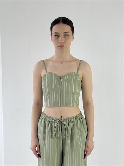 Retrobird Tasarım Önden Fermuarlı Çağla Büstiyer