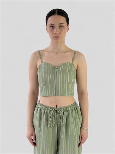 Retrobird Tasarım Önden Fermuarlı Çağla Büstiyer