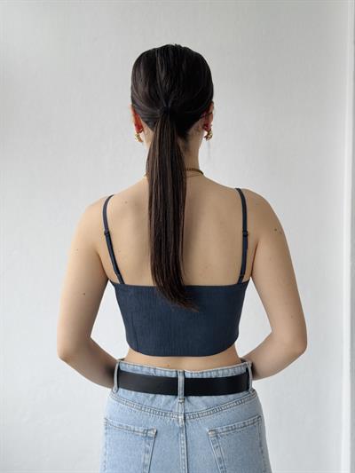 Retrobird Tasarım Önden Fermuarlı Lacivert Büstiyer