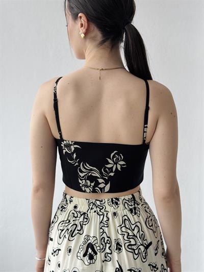 Retrobird Tasarım Önden Fermuarlı Siyah Büstiyer