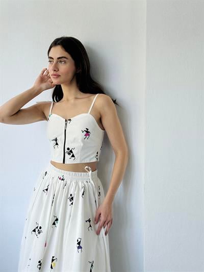 Retrobird Tasarım Önden Fermuarlı Ekru Büstiyer