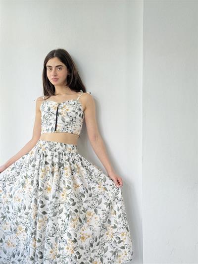 Retrobird Tasarım Önden Fermuarlı Yapraklı Beyaz Büstiyer