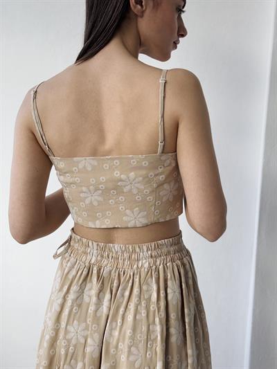 Retrobird Tasarım Önden Fermuarlı Kum Renkli Büstiyer