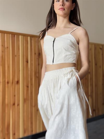 Retrobird Tasarım Önden Fermuarlı Fildişi Renkli Büstiyer