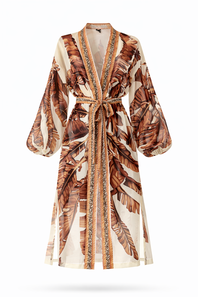 Retrobird Tasarım Kahverengi Palmera Wrap Kimono