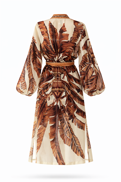 Retrobird Tasarım Kahverengi Palmera Wrap Kimono