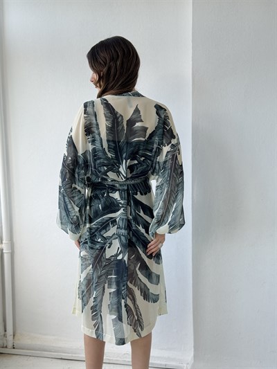 Retrobird Tasarım Yeşil Palmera Wrap Kimono