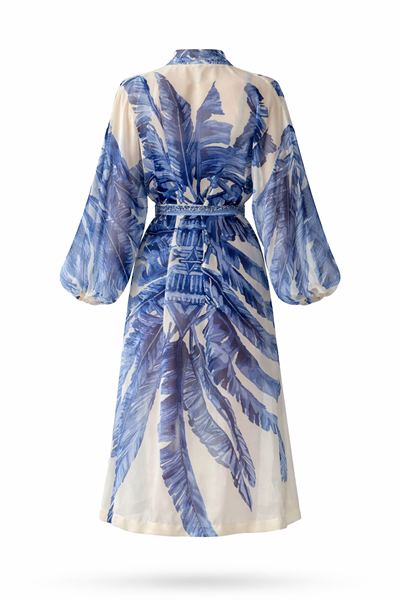 Retrobird Tasarım Mavi Palmera Wrap Kimono
