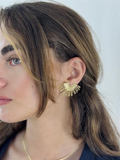 Retrobird Design Antique Yellow Brass Retro Model Earrings