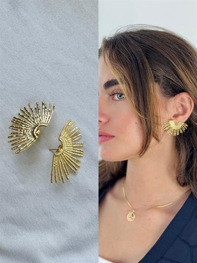 Retrobird Design Antique Yellow Brass Retro Model Earrings