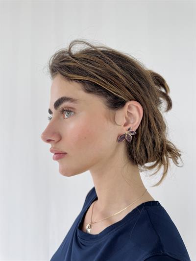 Retrobird Ash Plum Design Brass Retro Model Earrings