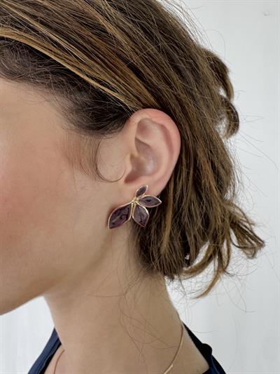 Retrobird Ash Plum Design Brass Retro Model Earrings