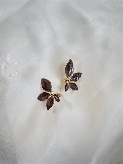 Retrobird Ash Plum Design Brass Retro Model Earrings