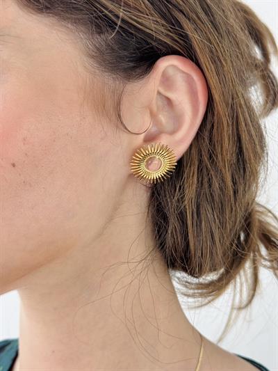 Retrobird Dusty Rose Design Brass Retro Model Earrings