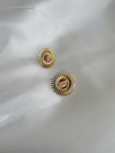 Retrobird Dusty Rose Design Brass Retro Model Earrings