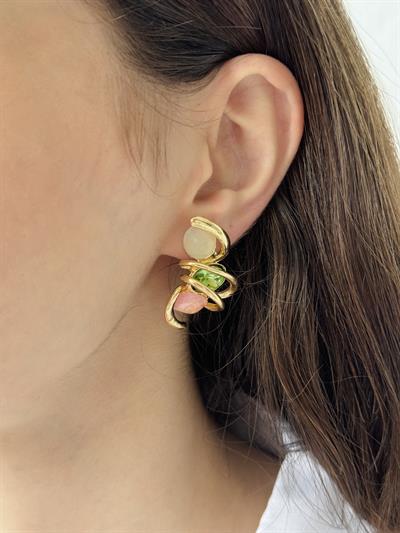 Retrobird Design Colorful Brass Retro Model Earrings