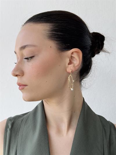 Retrobird Design Retro Model Pearl White Earrings