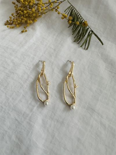 Retrobird Design Retro Model Pearl White Earrings