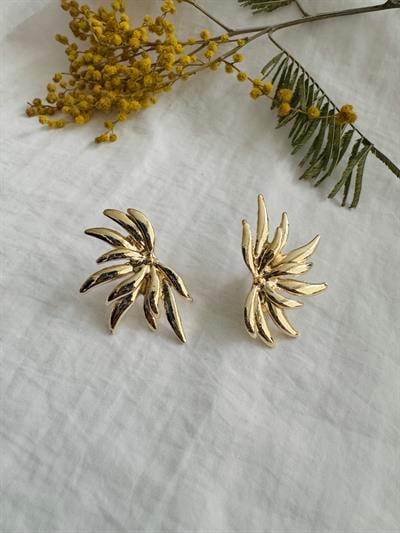 Retrobird Retro Model Design Gold Color Earrings