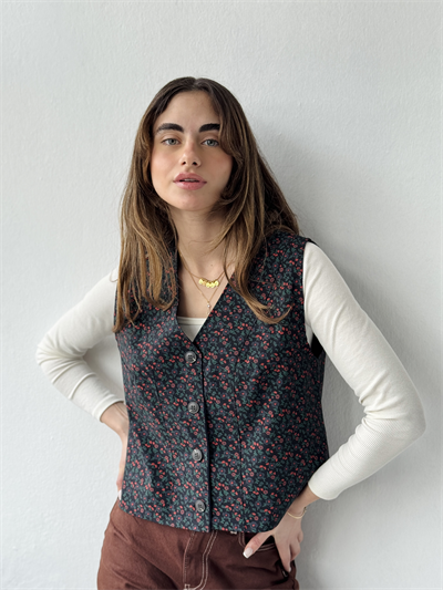 Retrobird Tasarım Siyah Renkli Yelek